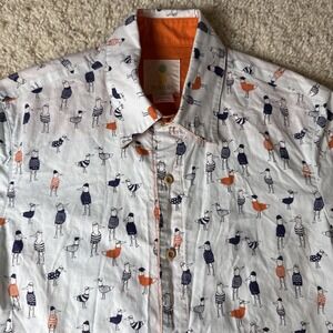 Hukilau Clothing Co Button Up Shirt Small-Funny Bird Print-Made in‎ USA-Beach
